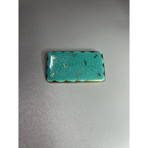 CERAMIC TURQUOISE AND GOLD COLORED PIN/BROOCH